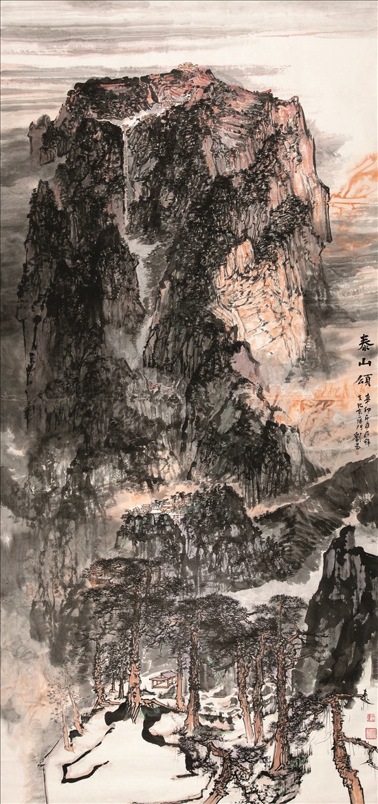 刘罡《泰山颂》(180cm×380cm)2011年纸本