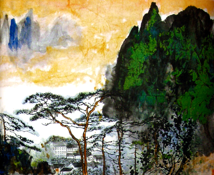 刘海粟1982年作品,中国画《曙光普照乾坤.